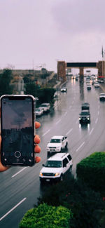 Traffic on road in city