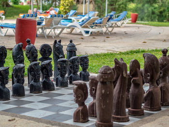 View of statues on landscape