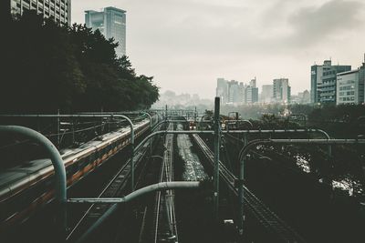 Railroad tracks in city