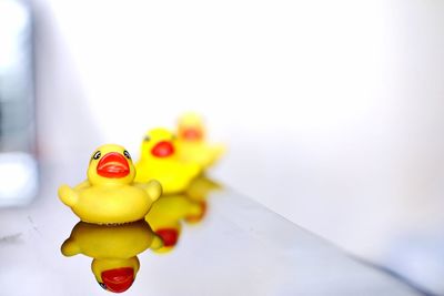 Close-up of three cute toys