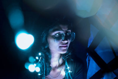 Close-up of woman wearing sunglasses