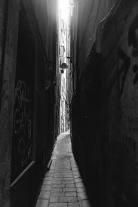 Narrow alley along buildings