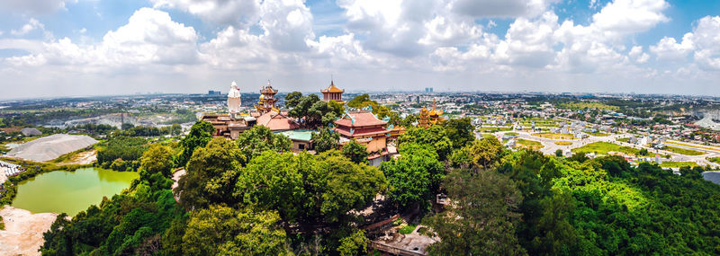 High angle view of townscape against sky