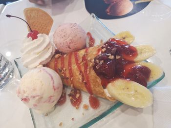 Close-up of ice cream in plate