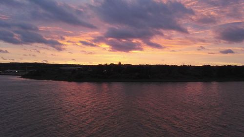 Scenic view of sea at sunset