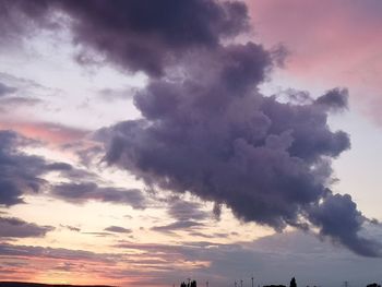 Low angle view of cloudy sky during sunset