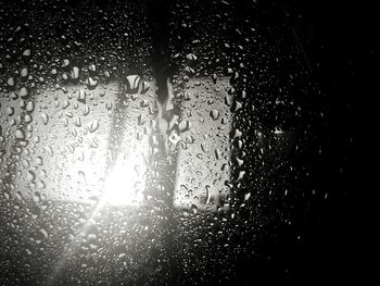 Close-up of water drops on glass