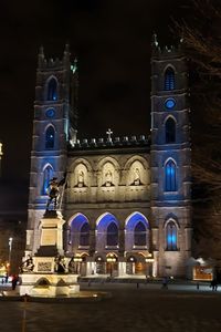 Illuminated building at night