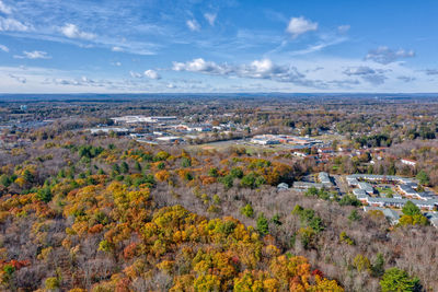 High angle view of townscape against sky