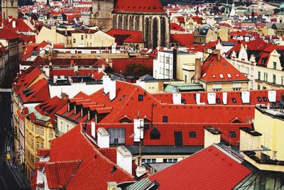 High angle view of buildings in city