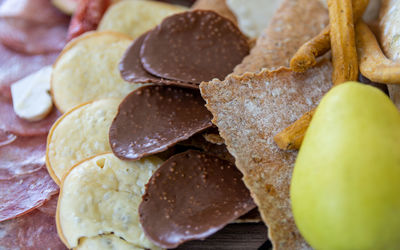 Close-up of snacks food on table