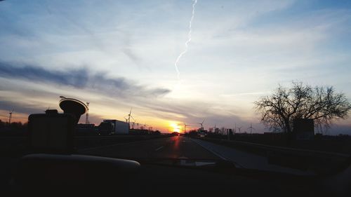 Road against sky during sunset