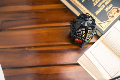 Close-up of open book on table