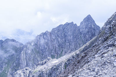 Scenic view of snow mountains against sky