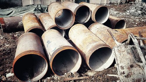 Close-up of old wooden objects