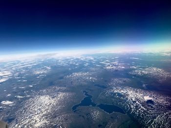 Aerial view of sea against sky at night