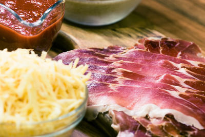 Close-up of food on table