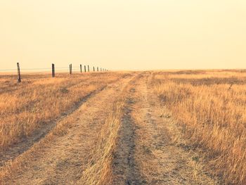 Scenic view of land against clear sky