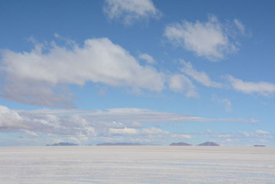 Scenic view of sea against blue sky