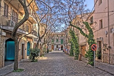 Narrow alley along buildings