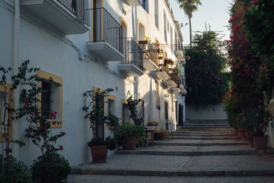 Alley amidst houses and buildings in ibiza