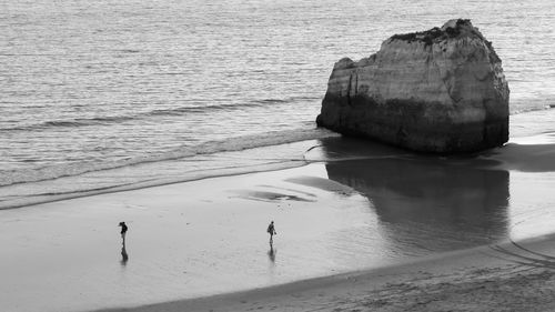 High angle view of people on beach