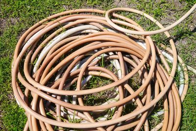 High angle view of metallic structure in park