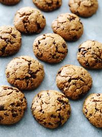 High angle view of cookies