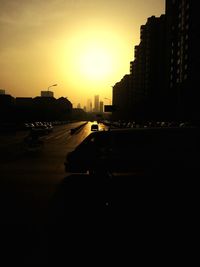 View of city at sunset