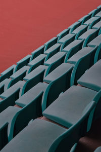 High angle view of empty chairs