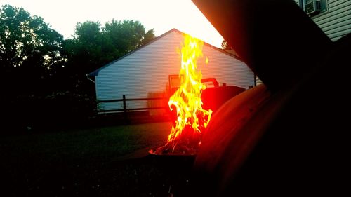 Close-up of bonfire on building