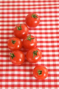 High angle view of tomatoes on table