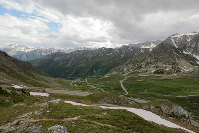 Scenic view of mountains against sky