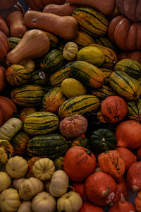 Full frame shot of pumpkins for sale at market