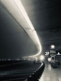 View of empty chairs at night