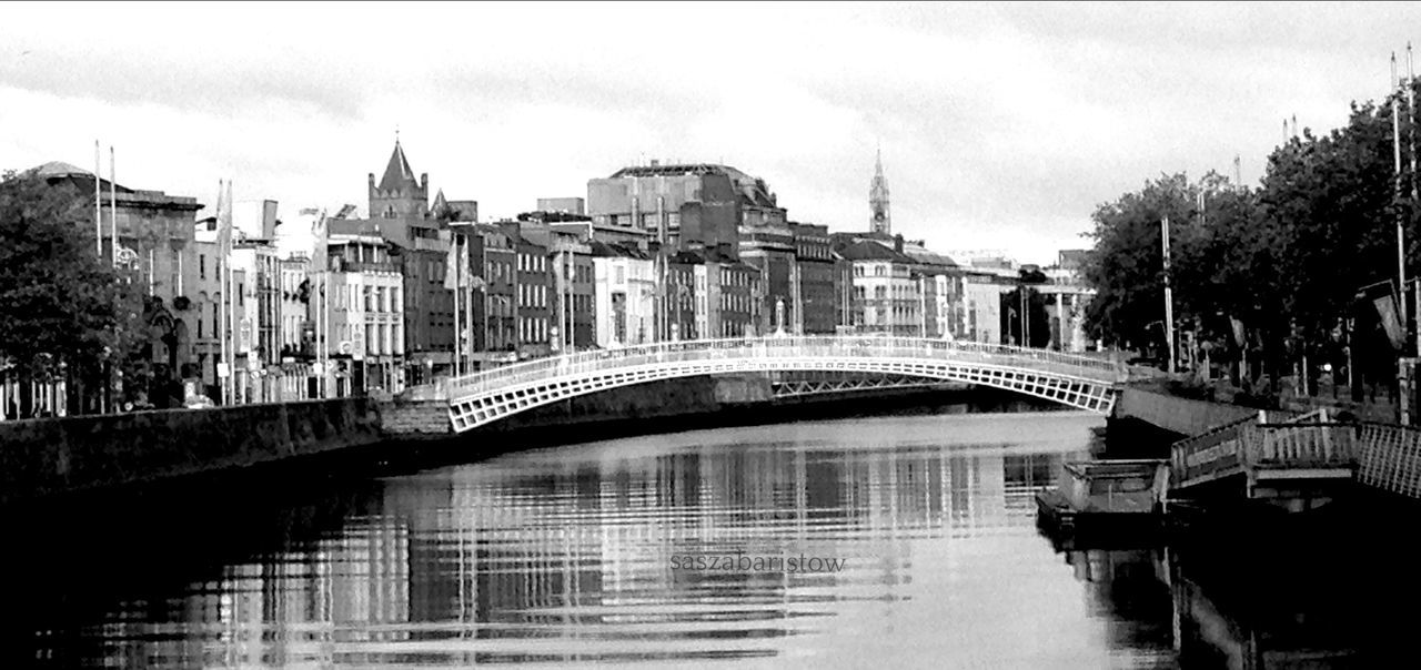 architecture, built structure, building exterior, connection, bridge - man made structure, water, river, canal, city, bridge, waterfront, sky, arch bridge, transportation, tree, reflection, arch, footbridge, engineering, travel destinations