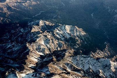 Aerial view of mountains during winter