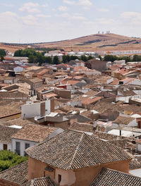 High angle view of townscape against sky