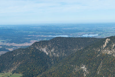 High angle view of land against sky