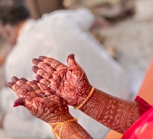 Close-up of woman hand with umbrella