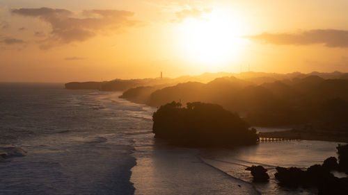 View of the hills and sea when sunset. view from kosa kora hill