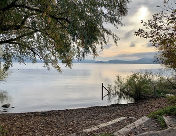 Scenic view of lake against sky