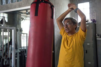 Man exercising in gym