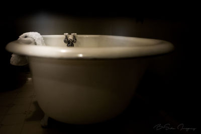 Bathtub in bathroom at home