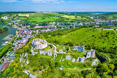 High angle view of townscape against buildings