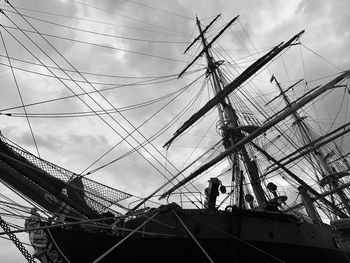 Low angle view of sailboat against sky