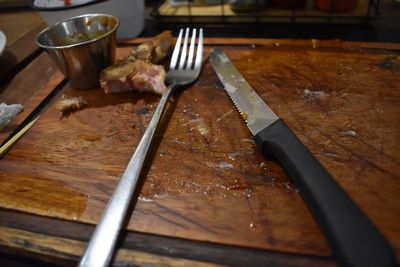 High angle view of food on table