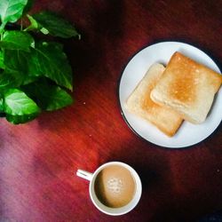 Close-up of breakfast served on table