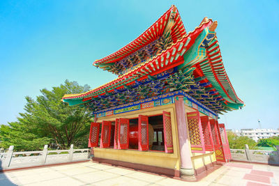 Low angle view of traditional building against sky