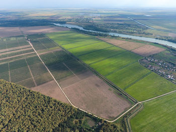 High angle view of agricultural field